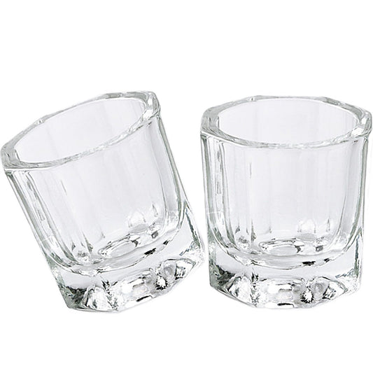Clear Glass Nail Dappen Dish Set - 2 Pack Small Acrylic Nail Liquid Cups for Acetone, Monomer & Polish Remover