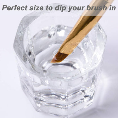 Clear Glass Nail Dappen Dish Set - 2 Pack Small Acrylic Nail Liquid Cups for Acetone, Monomer & Polish Remover
