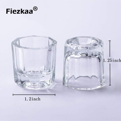 Clear Glass Nail Dappen Dish Set - 2 Pack Small Acrylic Nail Liquid Cups for Acetone, Monomer & Polish Remover