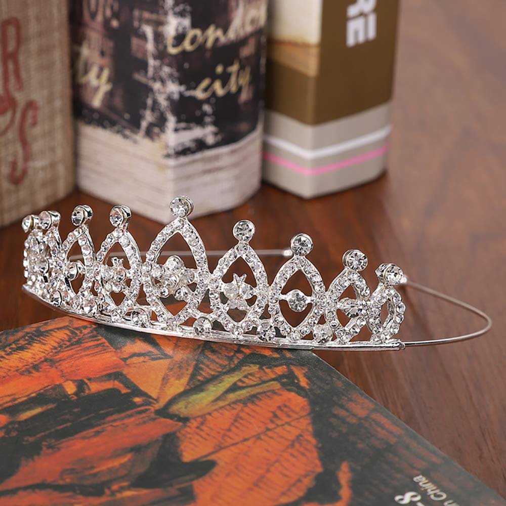 Hedume 6 Pack Princess Crystal Tiara Crown Headbands - Silver Sparkly Rhinestone Hair Accessories for Girls & Women Avelisse