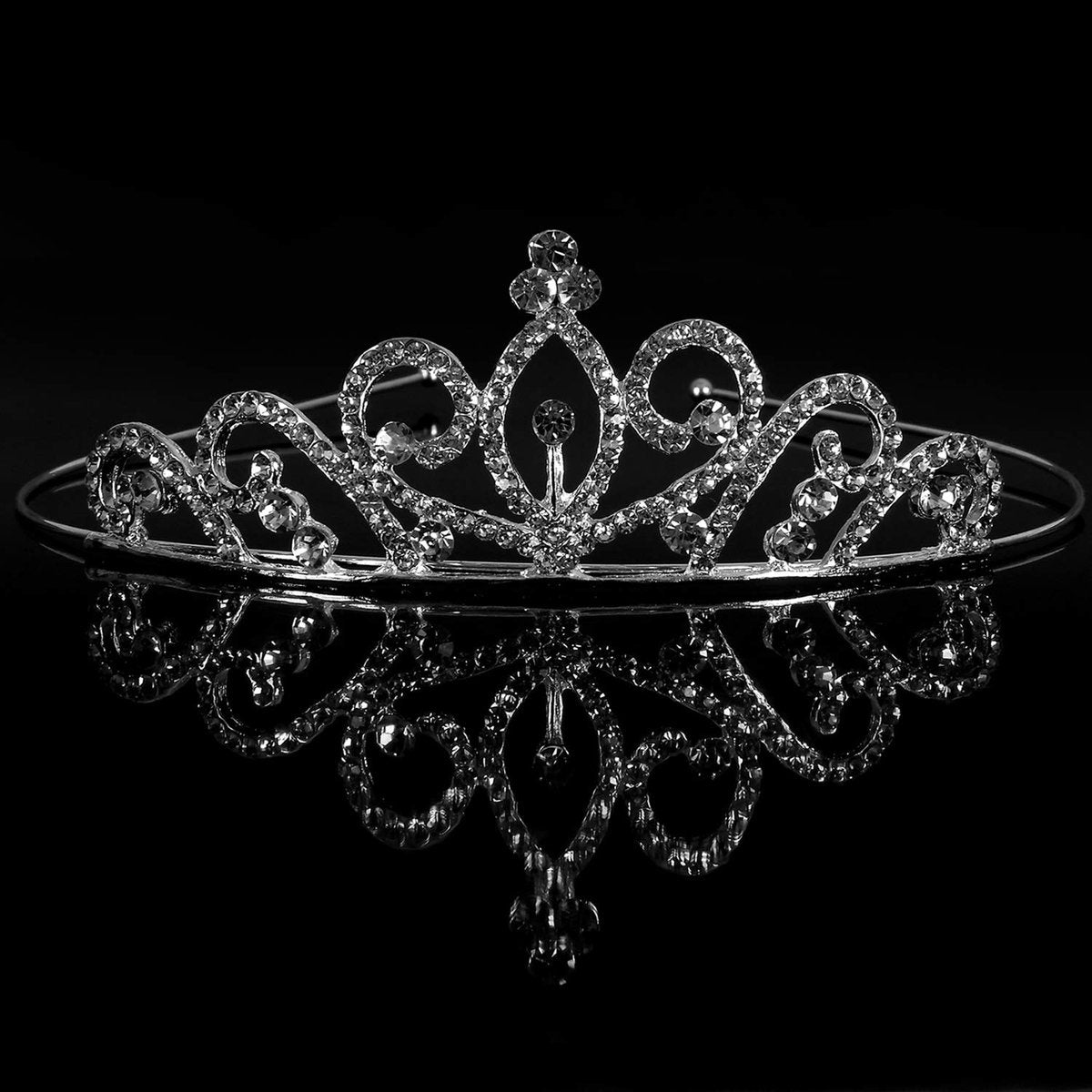 Hedume 6 Pack Princess Crystal Tiara Crown Headbands - Silver Sparkly Rhinestone Hair Accessories for Girls & Women Avelisse