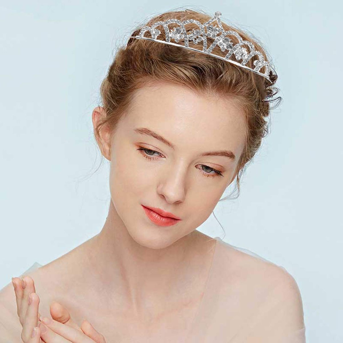 Hedume 6 Pack Princess Crystal Tiara Crown Headbands - Silver Sparkly Rhinestone Hair Accessories for Girls & Women Avelisse