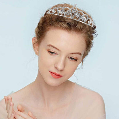Hedume 6 Pack Princess Crystal Tiara Crown Headbands - Silver Sparkly Rhinestone Hair Accessories for Girls & Women Avelisse