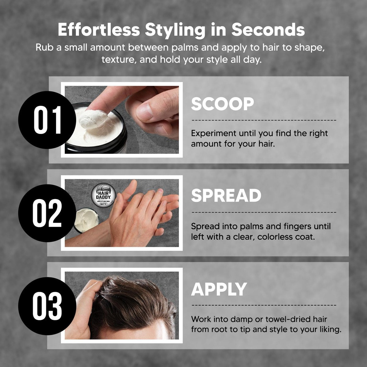 HAIR DADDY The Original Strong Hold Matte Styling Clay for Men – Natural Finish Hair Wax, Zero Shine Paste for All Hair Types (3.5 oz) Avelisse