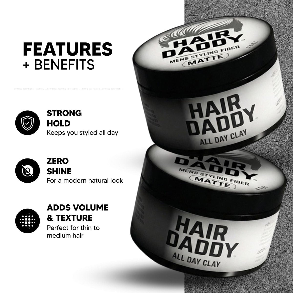 HAIR DADDY The Original Strong Hold Matte Styling Clay for Men – Natural Finish Hair Wax, Zero Shine Paste for All Hair Types (3.5 oz) Avelisse