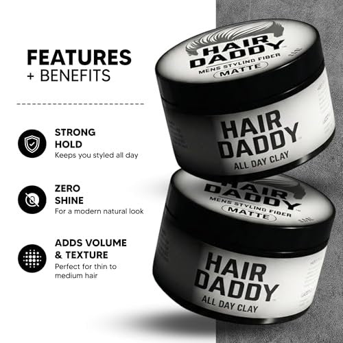 HAIR DADDY The Original Strong Hold Matte Styling Clay for Men – Natural Finish Hair Wax, Zero Shine Paste for All Hair Types (3.5 oz) Avelisse