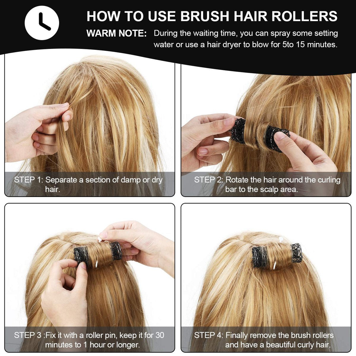 Willbond 20 Pack Vintage Hair Rollers with Pins - Medium Wire Mesh Brush Rollers for No Heat Curls and Waves, Black 2.5 x 1.4 Inch Avelisse