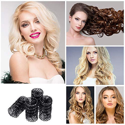 Willbond 20 Pack Vintage Hair Rollers with Pins - Medium Wire Mesh Brush Rollers for No Heat Curls and Waves, Black 2.5 x 1.4 Inch Avelisse