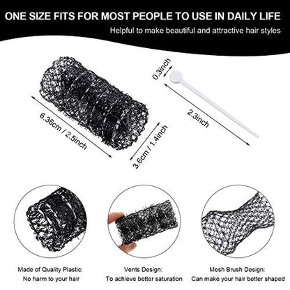 Willbond 20 Pack Vintage Hair Rollers with Pins - Medium Wire Mesh Brush Rollers for No Heat Curls and Waves, Black 2.5 x 1.4 Inch Avelisse