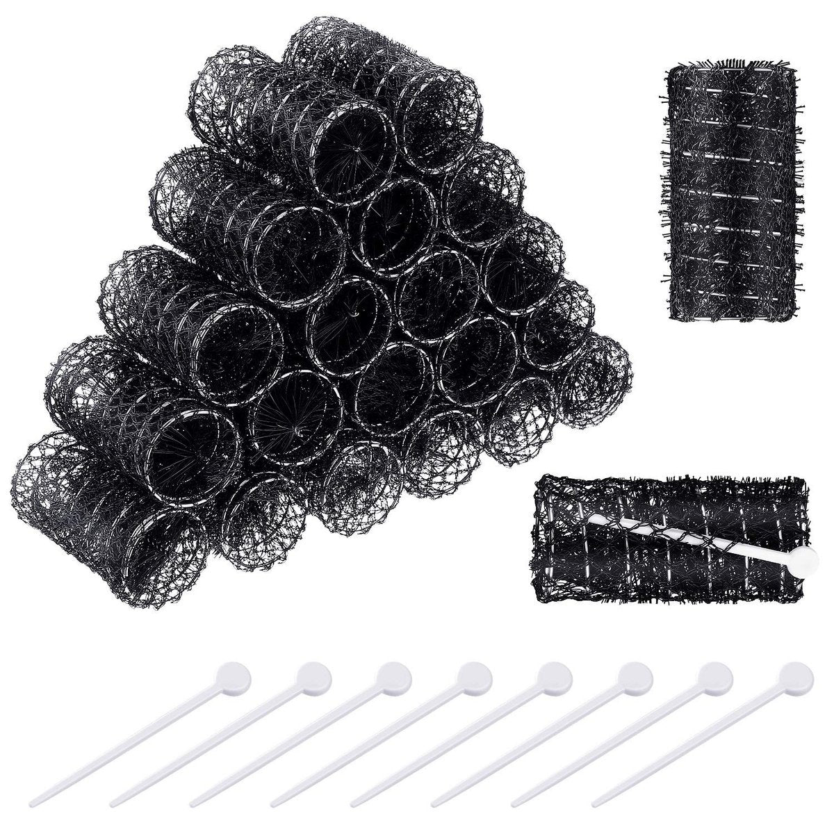 Willbond 20 Pack Vintage Hair Rollers with Pins - Medium Wire Mesh Brush Rollers for No Heat Curls and Waves, Black 2.5 x 1.4 Inch Avelisse