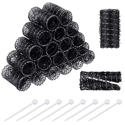 Willbond 20 Pack Vintage Hair Rollers with Pins - Medium Wire Mesh Brush Rollers for No Heat Curls and Waves, Black 2.5 x 1.4 Inch Avelisse