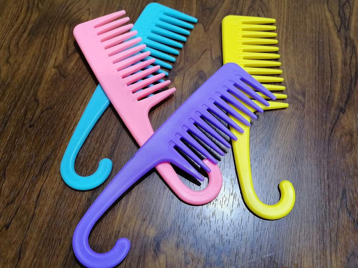 Ronchall 4-Pack Wide Tooth Detangling Combs for Wet & Dry Hair | Shower Comb with Hook | Salon-Grade Plastic | Multicolor - görsel 9