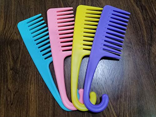 Ronchall 4-Pack Wide Tooth Detangling Combs for Wet & Dry Hair | Shower Comb with Hook | Salon-Grade Plastic | Multicolor - görsel 8