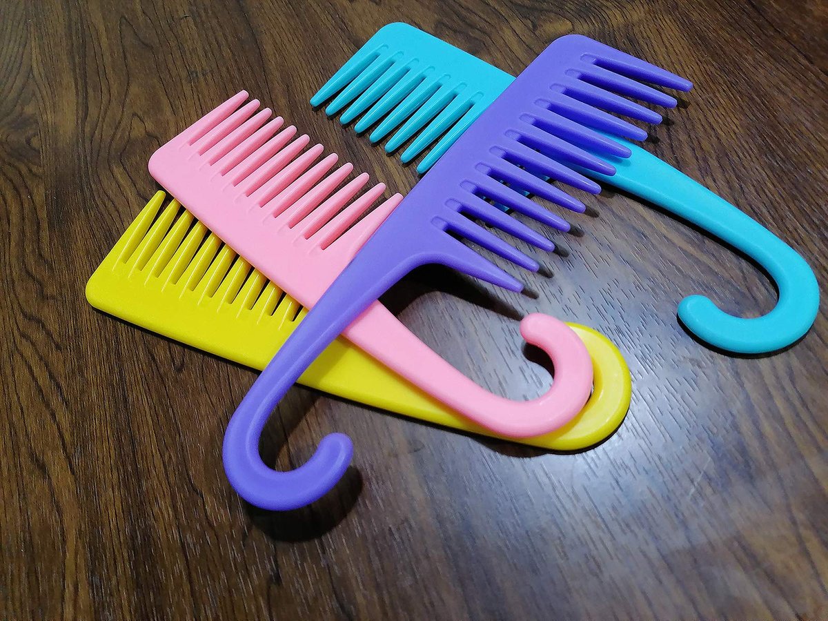 Ronchall 4-Pack Wide Tooth Detangling Combs for Wet & Dry Hair | Shower Comb with Hook | Salon-Grade Plastic | Multicolor - görsel 5
