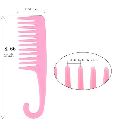 Ronchall 4-Pack Wide Tooth Detangling Combs for Wet & Dry Hair | Shower Comb with Hook | Salon-Grade Plastic | Multicolor - görsel 4