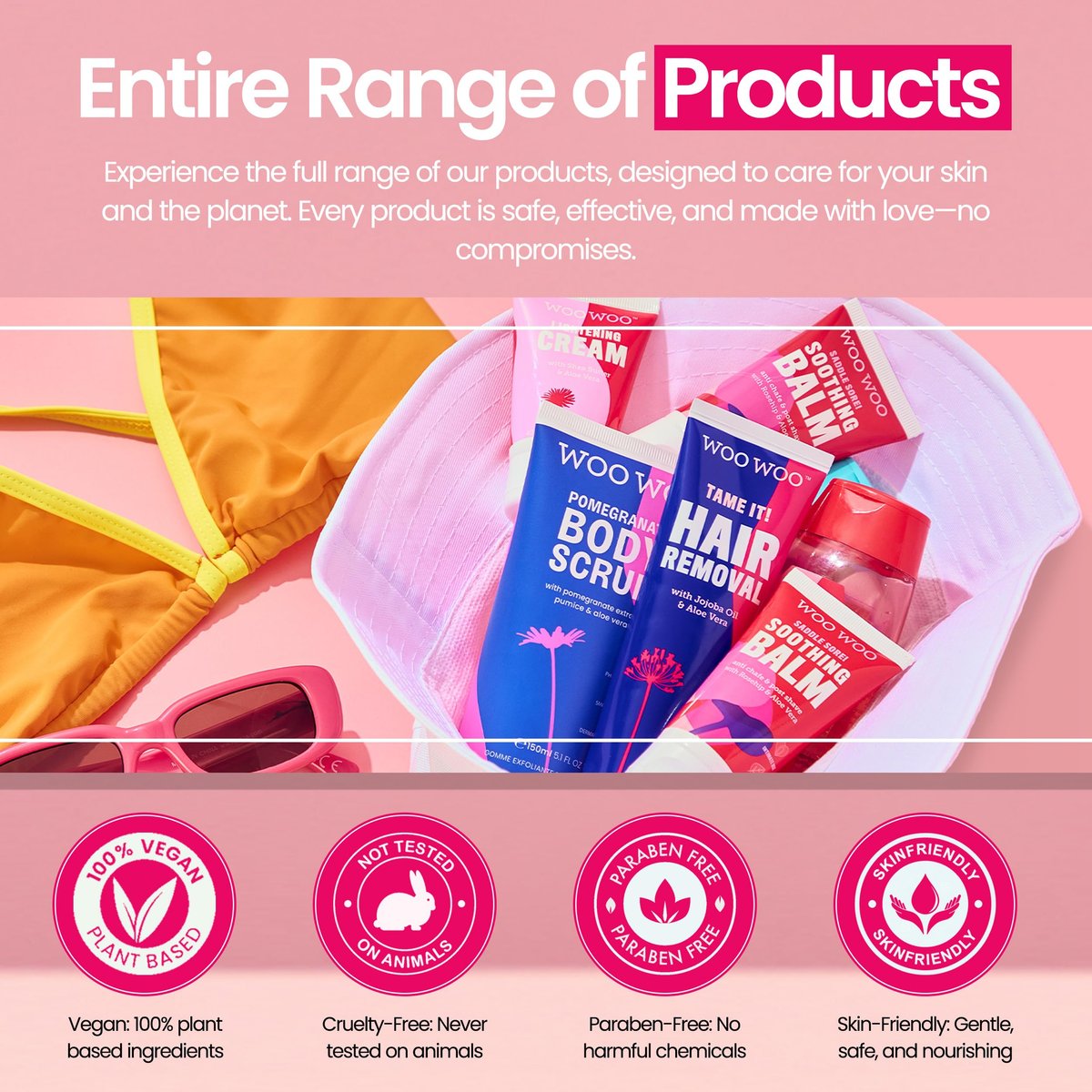 WooWoo Tame It! Natural Intimate Hair Removal Cream - Painless Vegan Depilatory for Sensitive Skin - Bikini, Legs & Bum - 100ml Avelisse