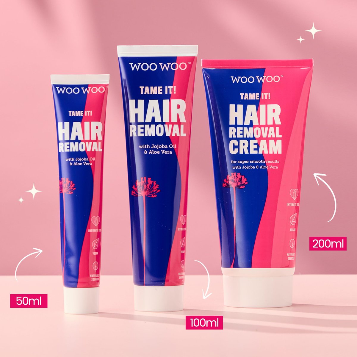 WooWoo Tame It! Natural Intimate Hair Removal Cream - Painless Vegan Depilatory for Sensitive Skin - Bikini, Legs & Bum - 100ml Avelisse