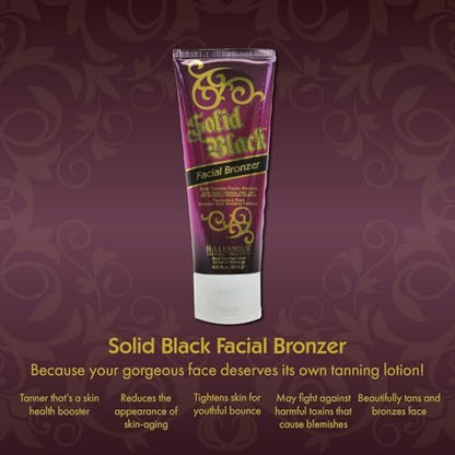Millennium Tanning Solid Black Facial Bronzer 4 oz – Advanced Skin-Firming Face Tanning Lotion with DHA, Anti-Aging, Oil-Free, Non-Comedogenic Avelisse