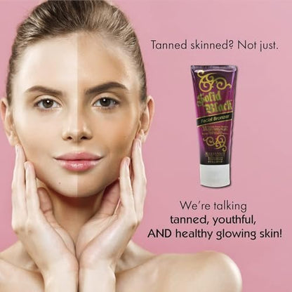 Millennium Tanning Solid Black Facial Bronzer 4 oz – Advanced Skin-Firming Face Tanning Lotion with DHA, Anti-Aging, Oil-Free, Non-Comedogenic Avelisse