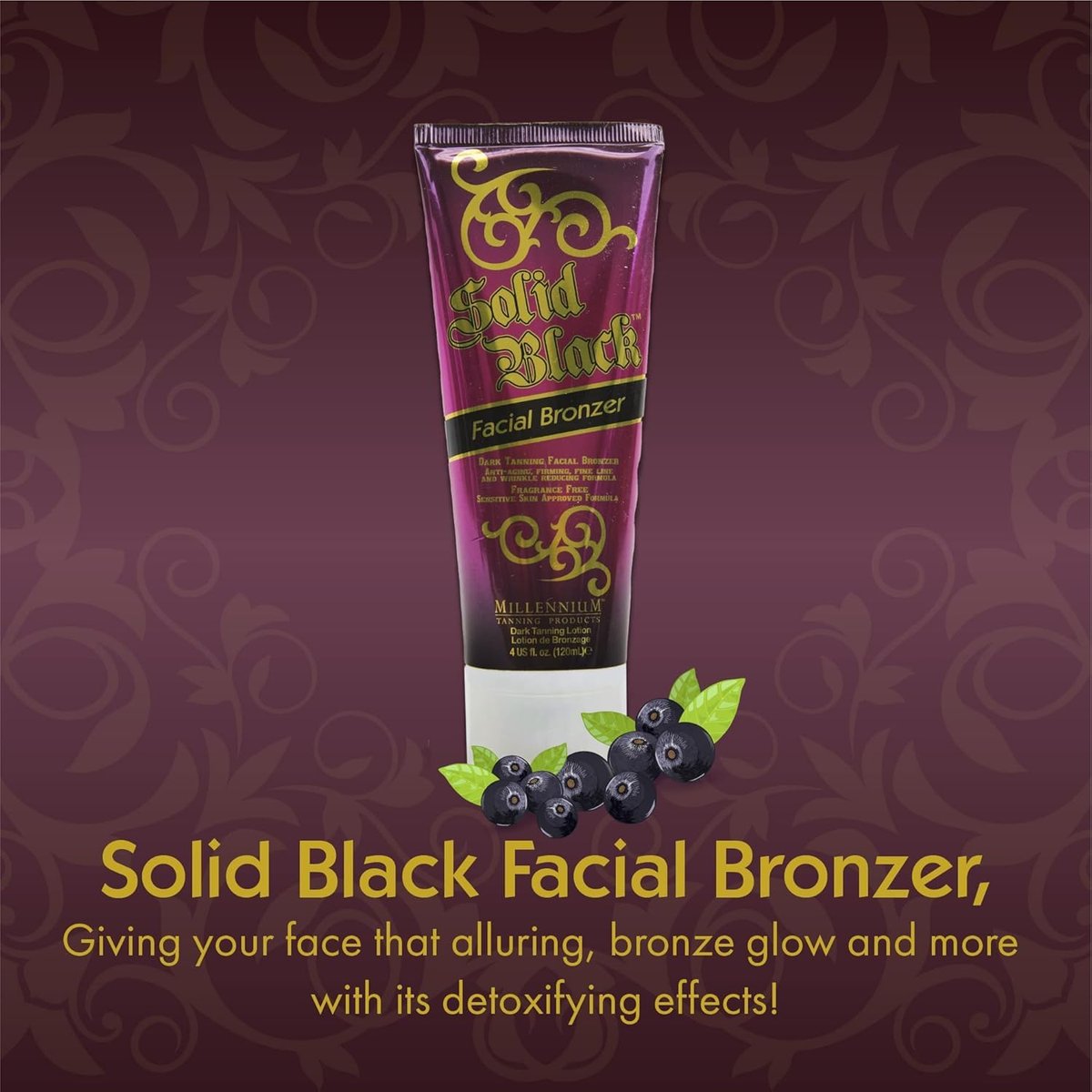 Millennium Tanning Solid Black Facial Bronzer 4 oz – Advanced Skin-Firming Face Tanning Lotion with DHA, Anti-Aging, Oil-Free, Non-Comedogenic Avelisse