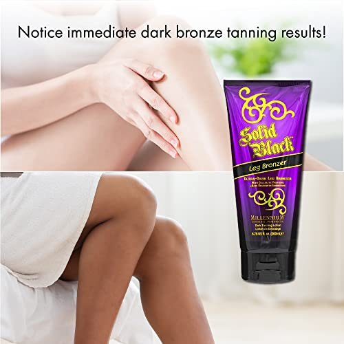 Millennium Tanning Solid Black Leg Bronzer – Ultra Dark Tanning Lotion with Aloe Vera, Cellulite Fighters & Hair Growth Inhibitors (6.78 oz) Avelisse