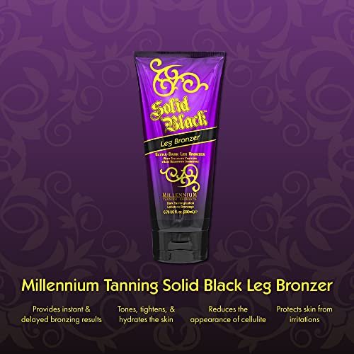Millennium Tanning Solid Black Leg Bronzer – Ultra Dark Tanning Lotion with Aloe Vera, Cellulite Fighters & Hair Growth Inhibitors (6.78 oz) Avelisse