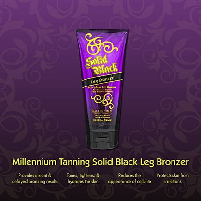 Millennium Tanning Solid Black Leg Bronzer – Ultra Dark Tanning Lotion with Aloe Vera, Cellulite Fighters & Hair Growth Inhibitors (6.78 oz) Avelisse