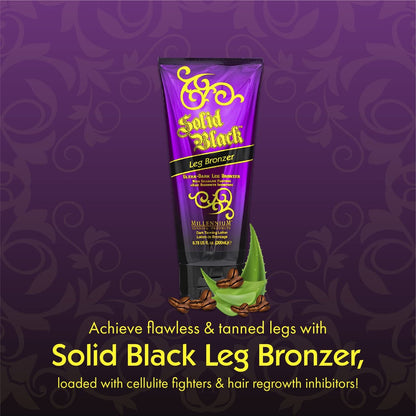 Millennium Tanning Solid Black Leg Bronzer – Ultra Dark Tanning Lotion with Aloe Vera, Cellulite Fighters & Hair Growth Inhibitors (6.78 oz) Avelisse