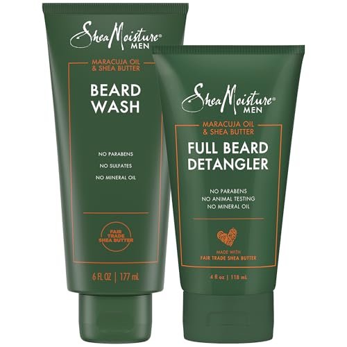 SheaMoisture Beard Care Set – Beard Wash & Full Beard Detangler with Shea Butter & Maracuja Oil – 2 Piece Set, 5 Fl Oz Each Avelisse