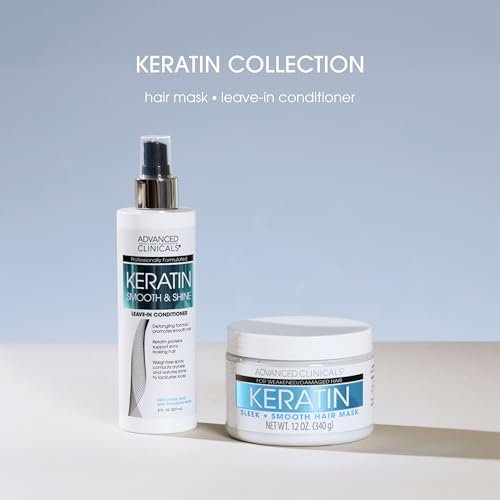 Advanced Clinicals Keratin Detangler Spray - Leave-In Conditioner with Amino Acids, Vitamin B5 & Olive Oil for Strong, Shiny Hair - 8 Fl Oz - görsel 12