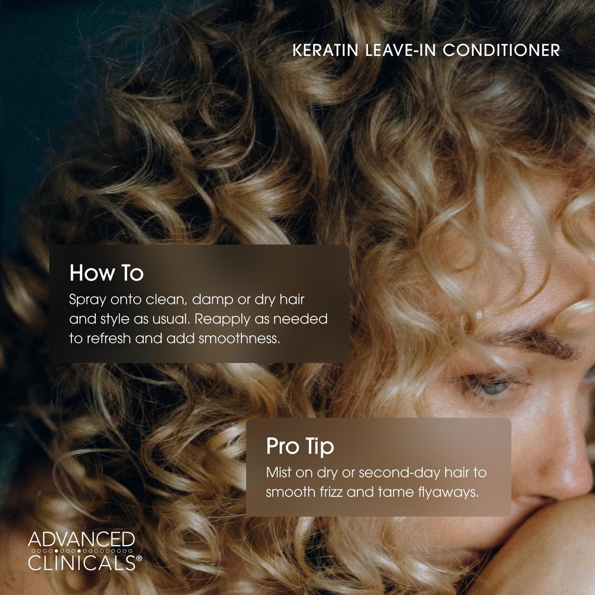 Advanced Clinicals Keratin Detangler Spray - Leave-In Conditioner with Amino Acids, Vitamin B5 & Olive Oil for Strong, Shiny Hair - 8 Fl Oz - görsel 9