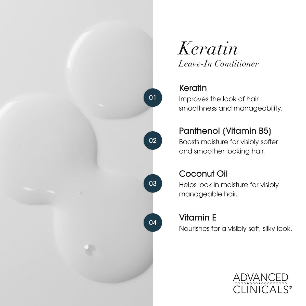 Advanced Clinicals Keratin Detangler Spray - Leave-In Conditioner with Amino Acids, Vitamin B5 & Olive Oil for Strong, Shiny Hair - 8 Fl Oz - görsel 7