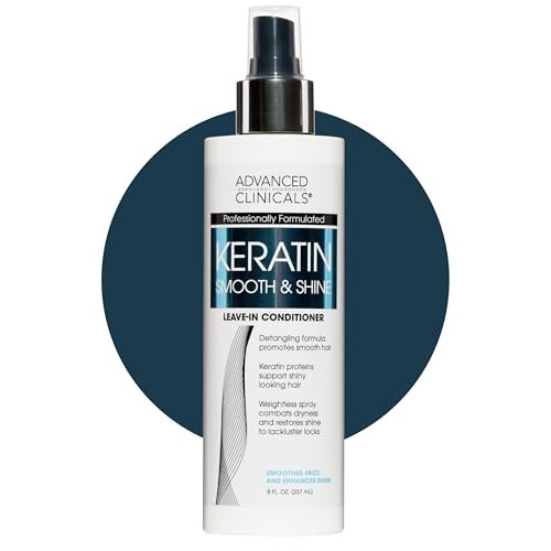 Advanced Clinicals Keratin Detangler Spray - Leave-In Conditioner with Amino Acids, Vitamin B5 & Olive Oil for Strong, Shiny Hair - 8 Fl Oz - görsel 2