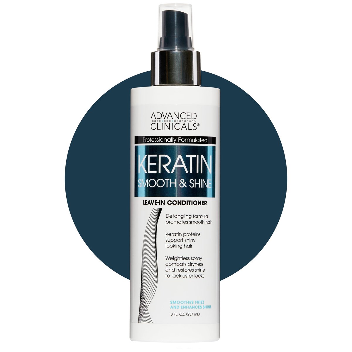 Advanced Clinicals Keratin Detangler Spray - Leave-In Conditioner with Amino Acids, Vitamin B5 & Olive Oil for Strong, Shiny Hair - 8 Fl Oz - görsel 1