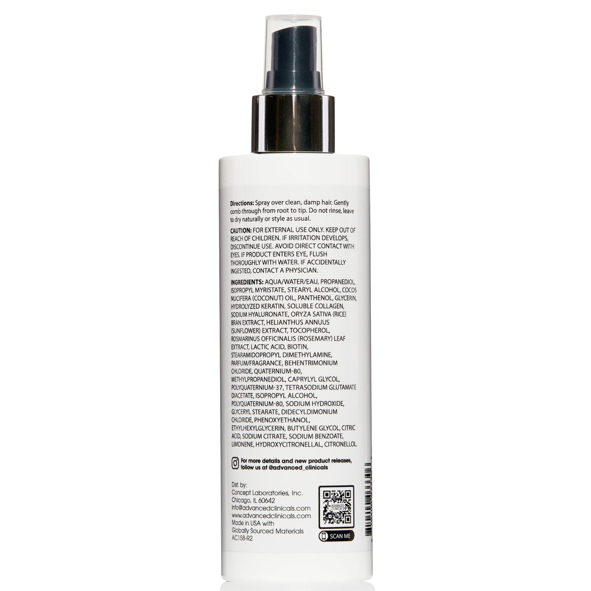 Advanced Clinicals Keratin Detangler Spray - Leave-In Conditioner with Amino Acids, Vitamin B5 & Olive Oil for Strong, Shiny Hair - 8 Fl Oz - görsel 13