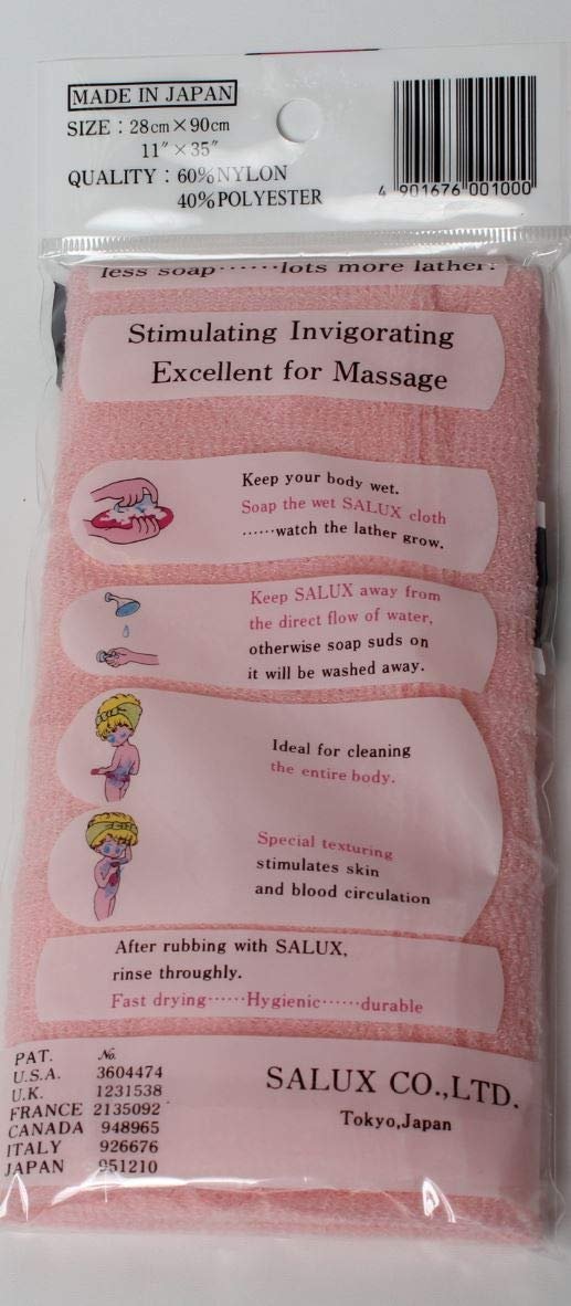 SALUX Nylon Japanese Beauty Skin Bath Wash Cloth / Towel - Peach (1 Count) - görsel 3