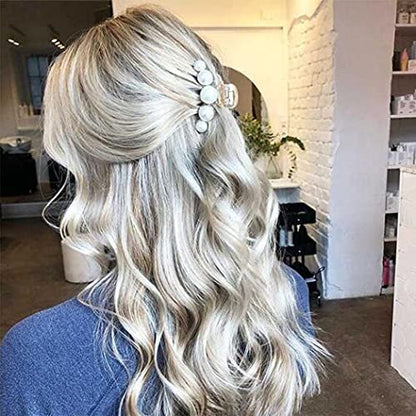 Brinie Hair Claw Clamps Champagne Pearl Hair Barrettes Medium Small Non Slip Clips for Women and Girls (3 Pack)