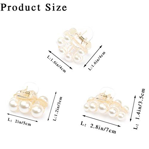 Brinie Hair Claw Clamps Champagne Pearl Hair Barrettes Medium Small Non Slip Clips for Women and Girls (3 Pack) - görsel 9