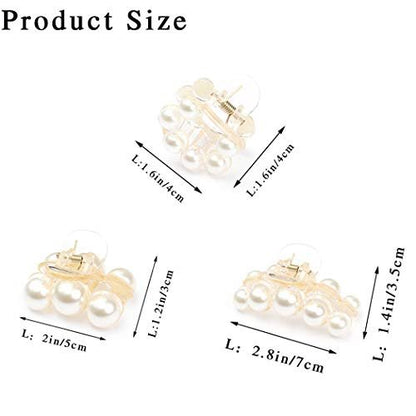 Brinie Hair Claw Clamps Champagne Pearl Hair Barrettes Medium Small Non Slip Clips for Women and Girls (3 Pack)