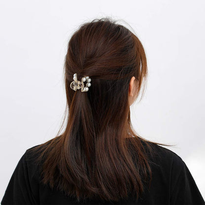 Brinie Hair Claw Clamps Champagne Pearl Hair Barrettes Medium Small Non Slip Clips for Women and Girls (3 Pack)