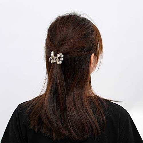 Brinie Hair Claw Clamps Champagne Pearl Hair Barrettes Medium Small Non Slip Clips for Women and Girls (3 Pack) - görsel 7