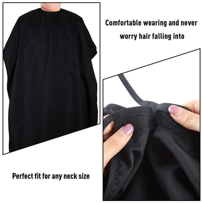 Geyoga 2-Pack Kids Barber Cape - Waterproof Neoprene Hair Cutting Capes for Salon, Black, 47.3 x 31.5 Inch
