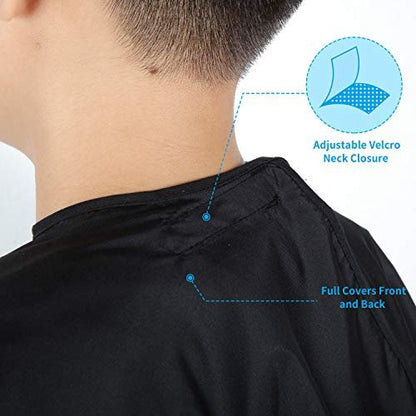 Geyoga 2-Pack Kids Barber Cape - Waterproof Neoprene Hair Cutting Capes for Salon, Black, 47.3 x 31.5 Inch