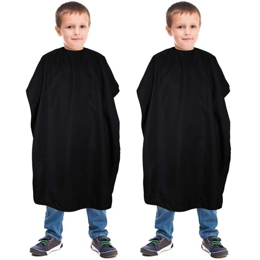 Geyoga 2-Pack Kids Barber Cape - Waterproof Neoprene Hair Cutting Capes for Salon, Black, 47.3 x 31.5 Inch