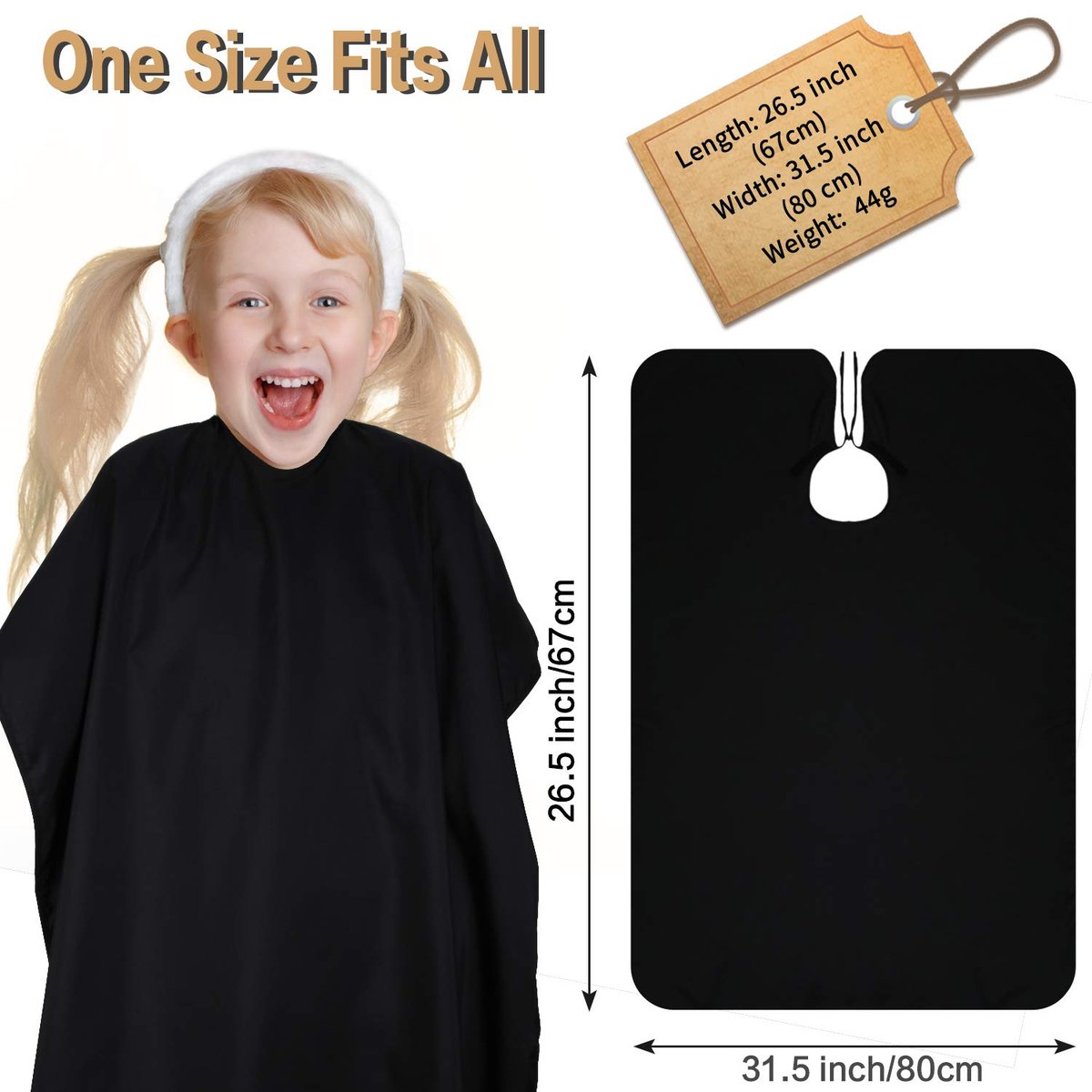 Geyoga 2-Pack Kids Barber Cape - Waterproof Neoprene Hair Cutting Capes for Salon, Black, 47.3 x 31.5 Inch - görsel 3