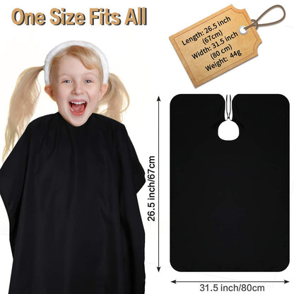 Geyoga 2-Pack Kids Barber Cape - Waterproof Neoprene Hair Cutting Capes for Salon, Black, 47.3 x 31.5 Inch