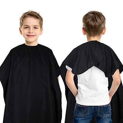 Geyoga 2-Pack Kids Barber Cape - Waterproof Neoprene Hair Cutting Capes for Salon, Black, 47.3 x 31.5 Inch