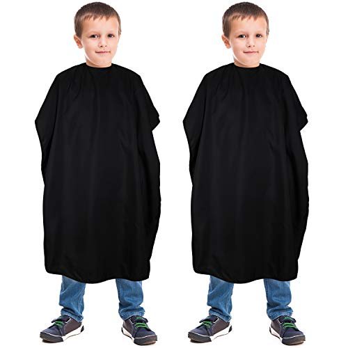 Geyoga 2-Pack Kids Barber Cape - Waterproof Neoprene Hair Cutting Capes for Salon, Black, 47.3 x 31.5 Inch - görsel 2
