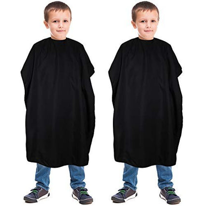Geyoga 2-Pack Kids Barber Cape - Waterproof Neoprene Hair Cutting Capes for Salon, Black, 47.3 x 31.5 Inch