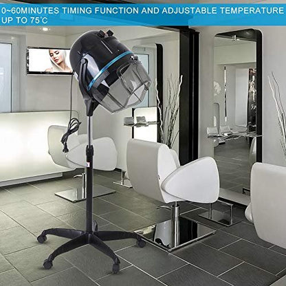 Professional Hooded Floor Dryer - Adjustable Rolling Hair Dryer for Salon & Home Use